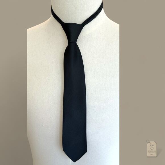 Boys Dress Tie Bundle – Black Zipper & Gray Elastic Pre-Tied Neckties Lot of 2 - Picture 1 of 5